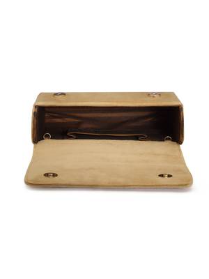 Coffer Camel & Gold Abstract Embellished Suede Clutch 5