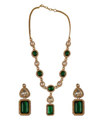 Royal emerald uncut polki necklace set 5