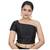 Neckbook Black Raw Silk One Shoulder Side Zipper Padded Readymade Saree Blouse