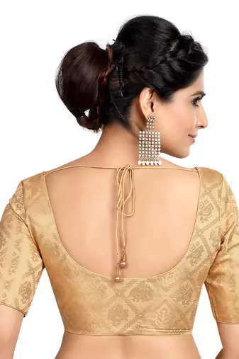 Neckbbok Silver Banarsi short sleeves readymade blouse