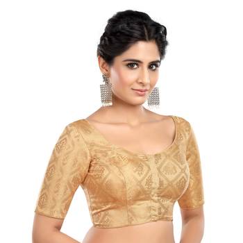 Neckbbok Silver Banarsi short sleeves readymade blouse 3