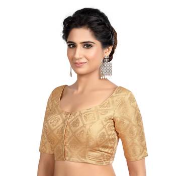 Neckbbok Silver Banarsi short sleeves readymade blouse 4