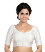 Kora silk plain white short sleeves readymade blouse
