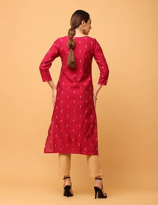 Maroon kosa silk butta & trim work straight kurta pant with dupatta (set of 3) 4