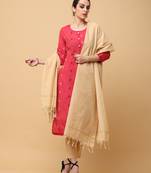 Red kosa silk butta & trim work straight kurta pant with dupatta (set of 3