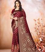 Banarasi Silk Zari Maroon Saree
