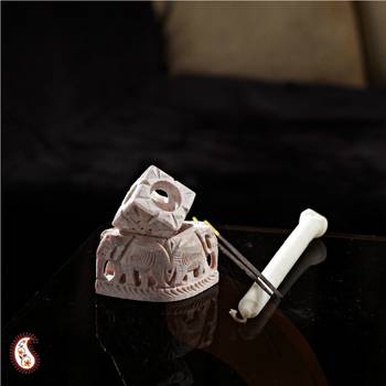 Carved elephant candle stand 1