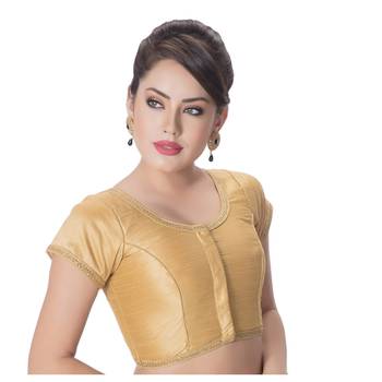 Gold Padded Short Sleeves Readymade Saree Blouse 3