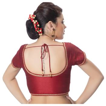 Maroon Padded Short Sleeves Readymade Saree Blouse 3