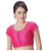 Pink Padded Short Sleeves Readymade Saree Blouse