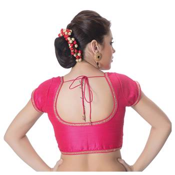 Pink Padded Short Sleeves Readymade Saree Blouse 3