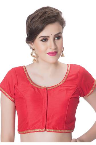 NeckbookRed Padded Short Sleeves Readymade Saree Blouse