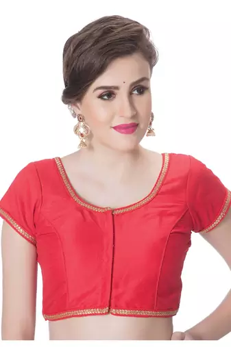 NeckbookRed Padded Short Sleeves Readymade Saree Blouse