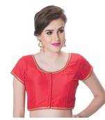 NeckbookRed Padded Short Sleeves Readymade Saree Blouse