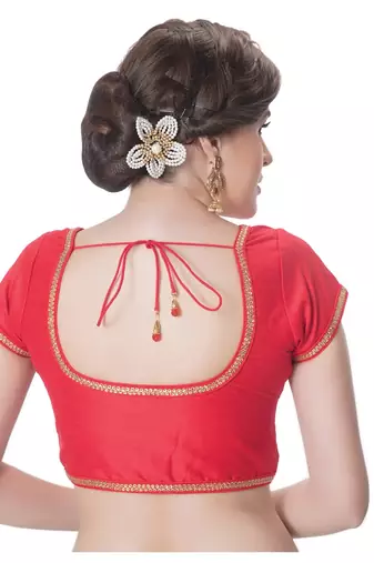 NeckbookRed Padded Short Sleeves Readymade Saree Blouse