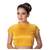 Yellow High Neck Short Sleeves Padded Back Open Full Zipper Readymade Saree Blouse