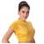 Yellow High Neck Short Sleeves Padded Back Open Full Zipper Readymade Saree Blouse
