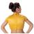 Yellow High Neck Short Sleeves Padded Back Open Full Zipper Readymade Saree Blouse