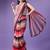 Wine leriya print georgette double line mirror lace border saree