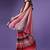 Wine leriya print georgette double line mirror lace border saree