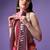Wine leriya print georgette double line mirror lace border saree