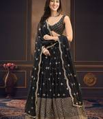 Black Embroidered work Faux Georgette Fabric wedding Lehenga Choli with Dupatta.