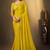 Mustard satin silk solid saree with unstitched blouse piece
