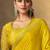 Mustard satin silk solid saree with unstitched blouse piece