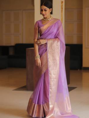 Wine Plain Organza Designer All-Seasons-Sarees  With Blouse 1