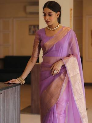 Wine Plain Organza Designer All-Seasons-Sarees  With Blouse 2