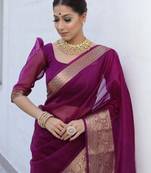 Orchid Plain Organza Designer All-Seasons-Sarees  With Blouse