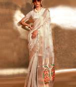 Off White Handwoven Tissue Fabric Festive & Party Style Saree With Blouse For Women