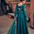 Dark teal colour premium silk embroidered designer dress
