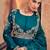 Dark teal colour premium silk embroidered designer dress