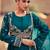 Dark teal colour premium silk embroidered designer dress