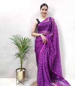 Purple Brasso Brasso Designer All-Seasons-Sarees  With Blouse