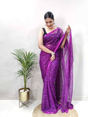 Purple Brasso Brasso Designer All-Seasons-Sarees  With Blouse 3