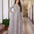 Light grey colour net embroidered semi stitched anarkali suit
