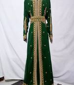 Green Zari & Hand work Georgette Morocco style Kaftan wedding wear