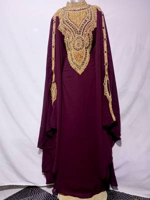 Brown Zari & Hand work Georgette Morocco style Farasha wedding wear 2