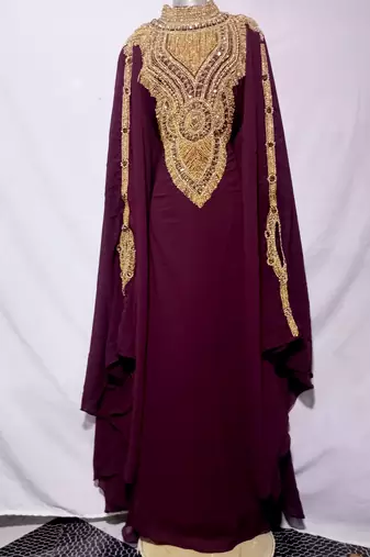 Brown Zari & Hand work Georgette Morocco style Farasha wedding wear