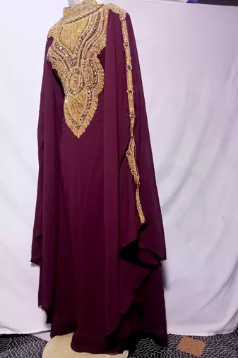 Brown Zari & Hand work Georgette Morocco style Farasha wedding wear
