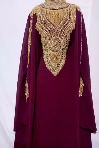 Brown Zari & Hand work Georgette Morocco style Farasha wedding wear