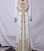 White Georgette Zari Work Kaftan
