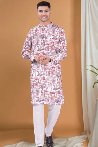 Shiwam ethnix men's pastel kurta top - tropical paradise