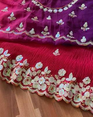 Beautiful Crush Padding Sequence Work Georgette Fabric Saree With Un-Stitched Blouse 7