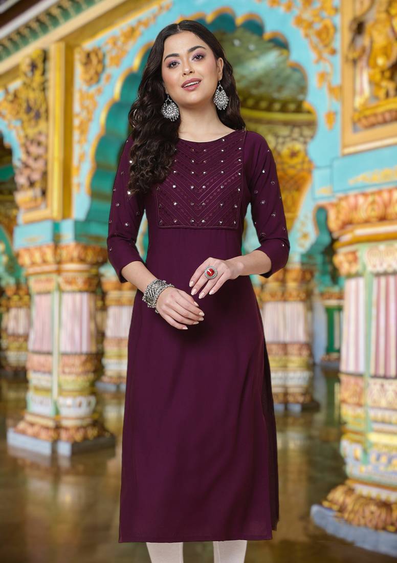 NEW DESIGN FANCY RAYON MIRROR WORK KURTI FOR GIRL OR WOMEN