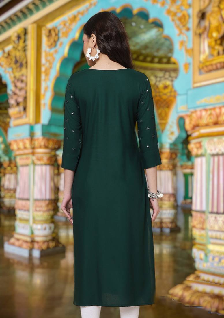 NEW DESIGN FANCY RAYON MIRROR WORK KURTI FOR GIRL OR WOMEN