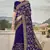 Navy Blue Zari Embroidered Stone Border Georgette Party Wear Saree With Blouse Piece