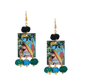 warli painting faces pendant with multi color and cotton bead adjustable thread necklace set for women and girls 4